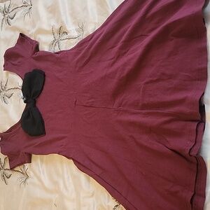 Maroon and black bow dress